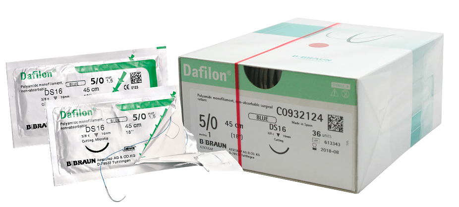 Szwy chir. Dafilon®3/8 kola 5/0 (1)45CM DS16 niebieski - niewchł. - 36 szt.