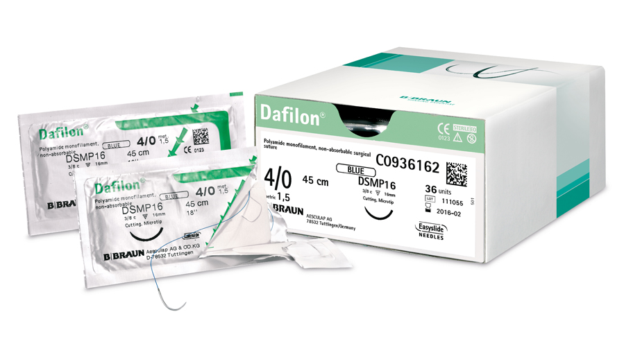 Szwy Dafilon®3/8 kola 4/0 (1,5)45CM DS16 niebieski - niewchł.- 36 szt.