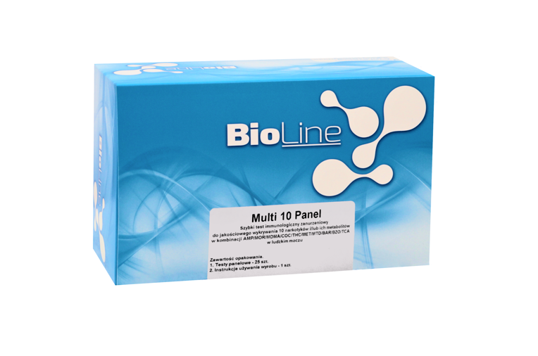 Multi10 Panel (AMP/MOR/MDMA/COC/THC/MET/MTD/BAR/BZO/TCA) test narkotykowy, 25 SZT.