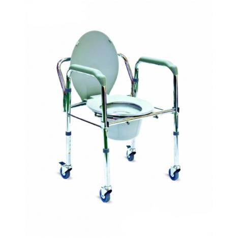 Krzesło toaletowe na kółkach, srebrno-szare