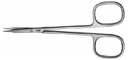 Nożyczki delikatne preparacyjne odgięte typ STEVENS długość 115 mm ostrza tępo tępe