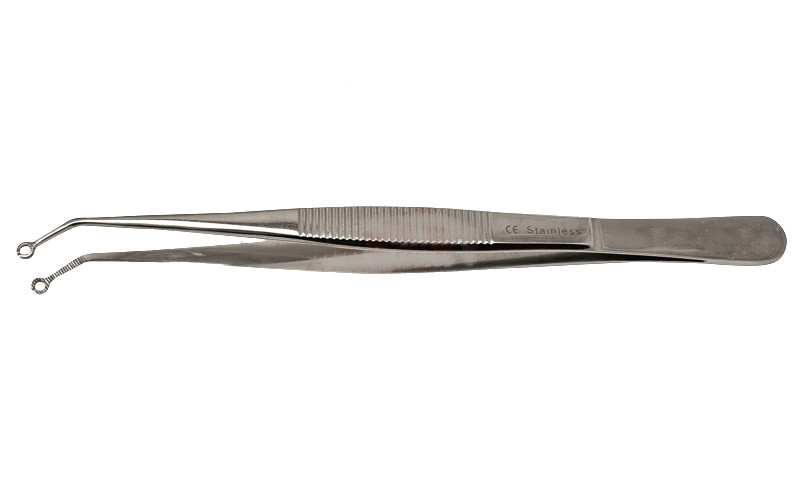 Pęseta mikrochirurgiczna z oczkiem do szycia Ø 2,2 mm, dł. 15cm