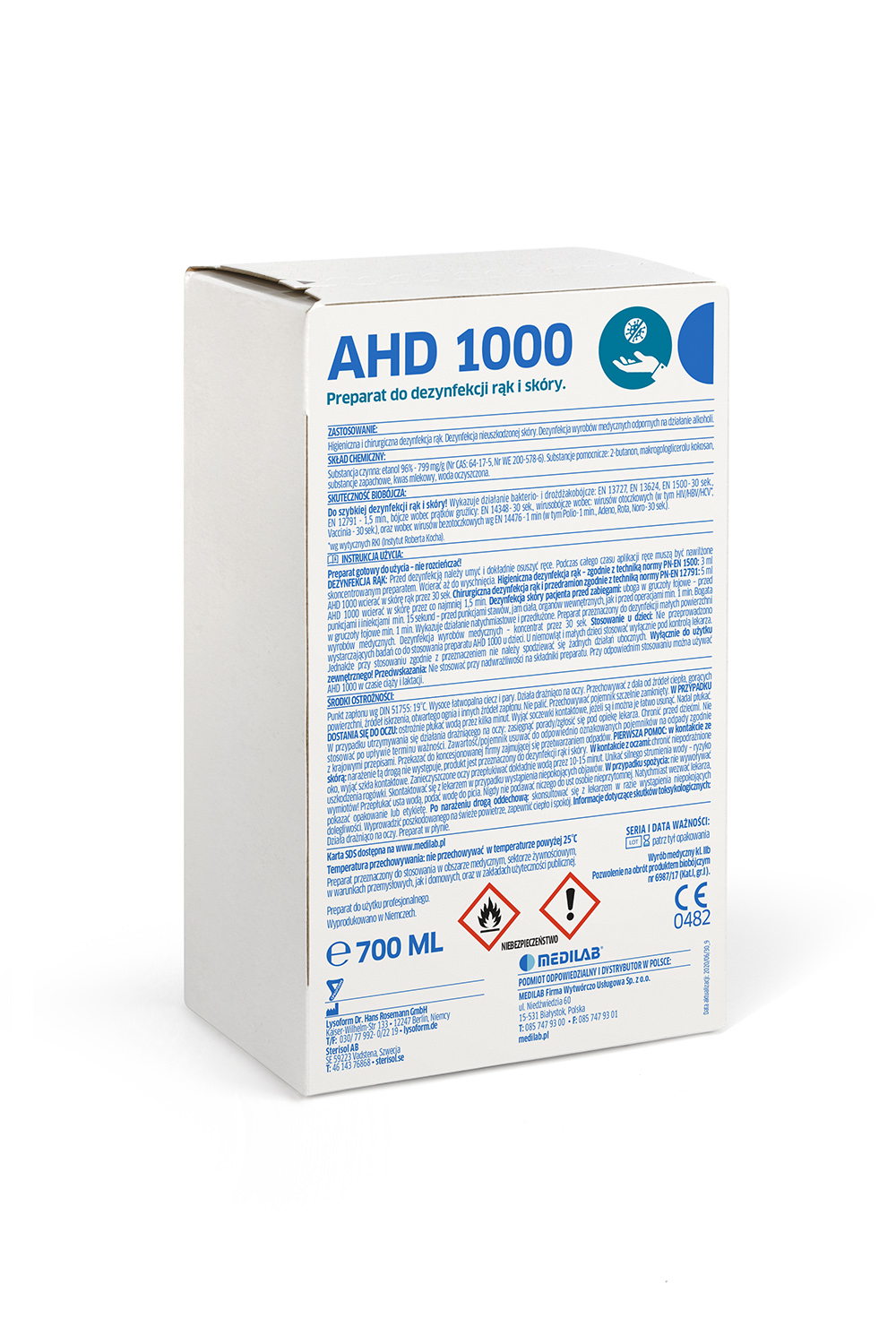 AHD 1000 Sterisol - alkoholowy preparat do dezynfekcji rąk, 700 ml