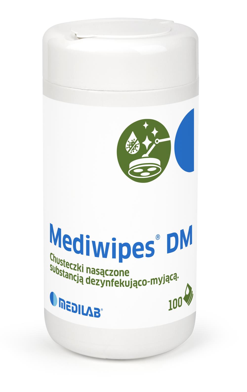 Chusteczki w tubie Mediwipes DM, dezynfekcja i mycie, 100 szt.