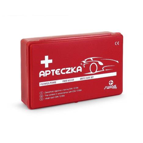 Apteczka samochodowa w pudełku z tworzywa sztucznego DIN 13164 + ustnik