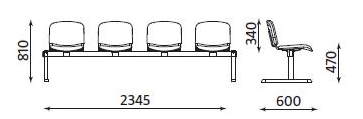 Ławka ISO - 4 siedziska - skaj