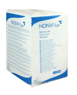 Kompres włókninowy NONVI lux niejałowy, 40 g/m², 4 warstwowy, 7,5 x 7,5 cm x 100 szt.