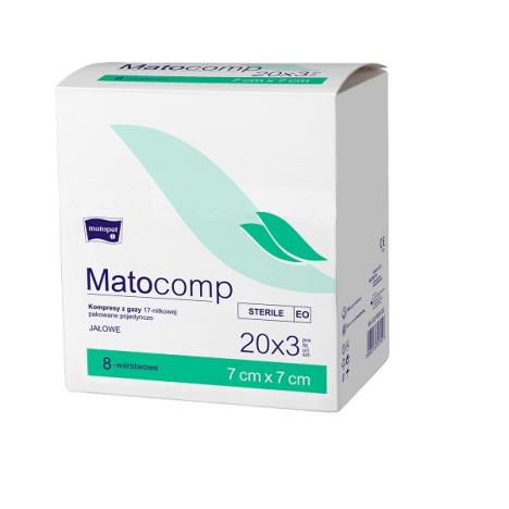 Kompresy z gazy Matocomp jałowe 17N 8W, 7 x 7 cm, box 20 x 3 szt.