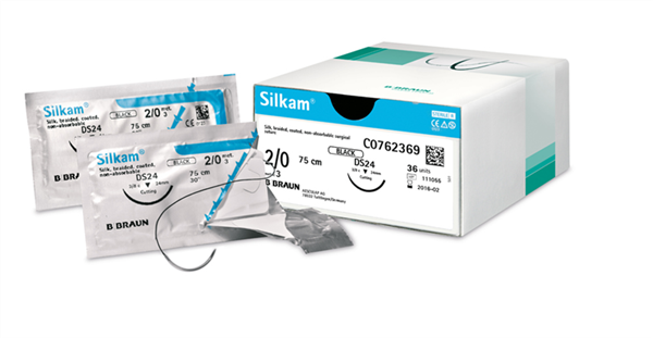 Szew jedwab pleciony Silkam®- 3/0 (2)75CM HR17 - niewchłanialny - 1 szt.