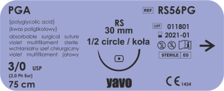 SZWY CHIR. WCHŁ .PGA RAPID 3/0 USP RS-17 1/2 KOŁA 75 CM