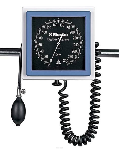 Anestezjologiczny ciśnieniomierz zegarowy Riester Big Ben z kwadratową tarczą