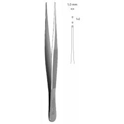 Pinceta mikrochirurgiczna, dł. 110 mm, czubek 1 mm, 1×2 ząbki, prosta
