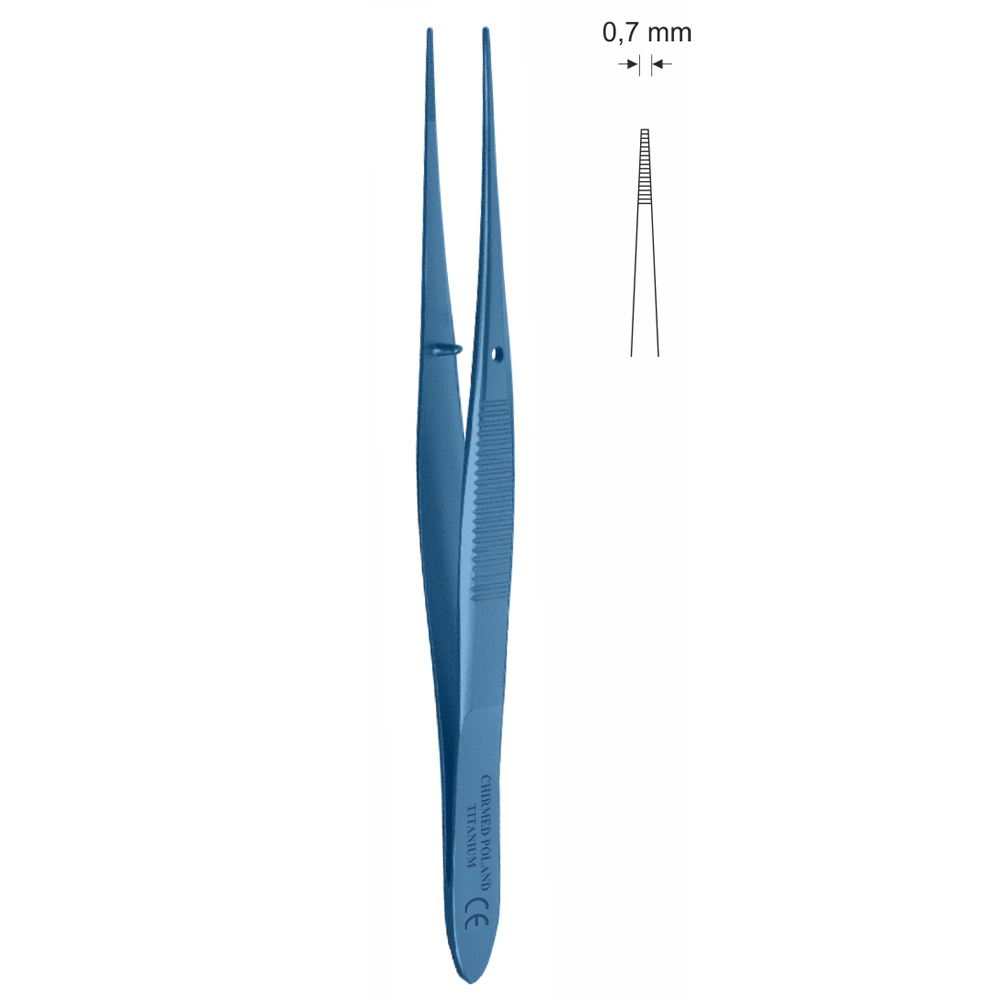 Pinceta do tęczówki, anatomiczna, tytanowa dł. 100 mm, prosta