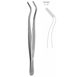 Pinceta anatomiczna, dł. 170 mm, czubek 3 mm, podwójnie odgięta