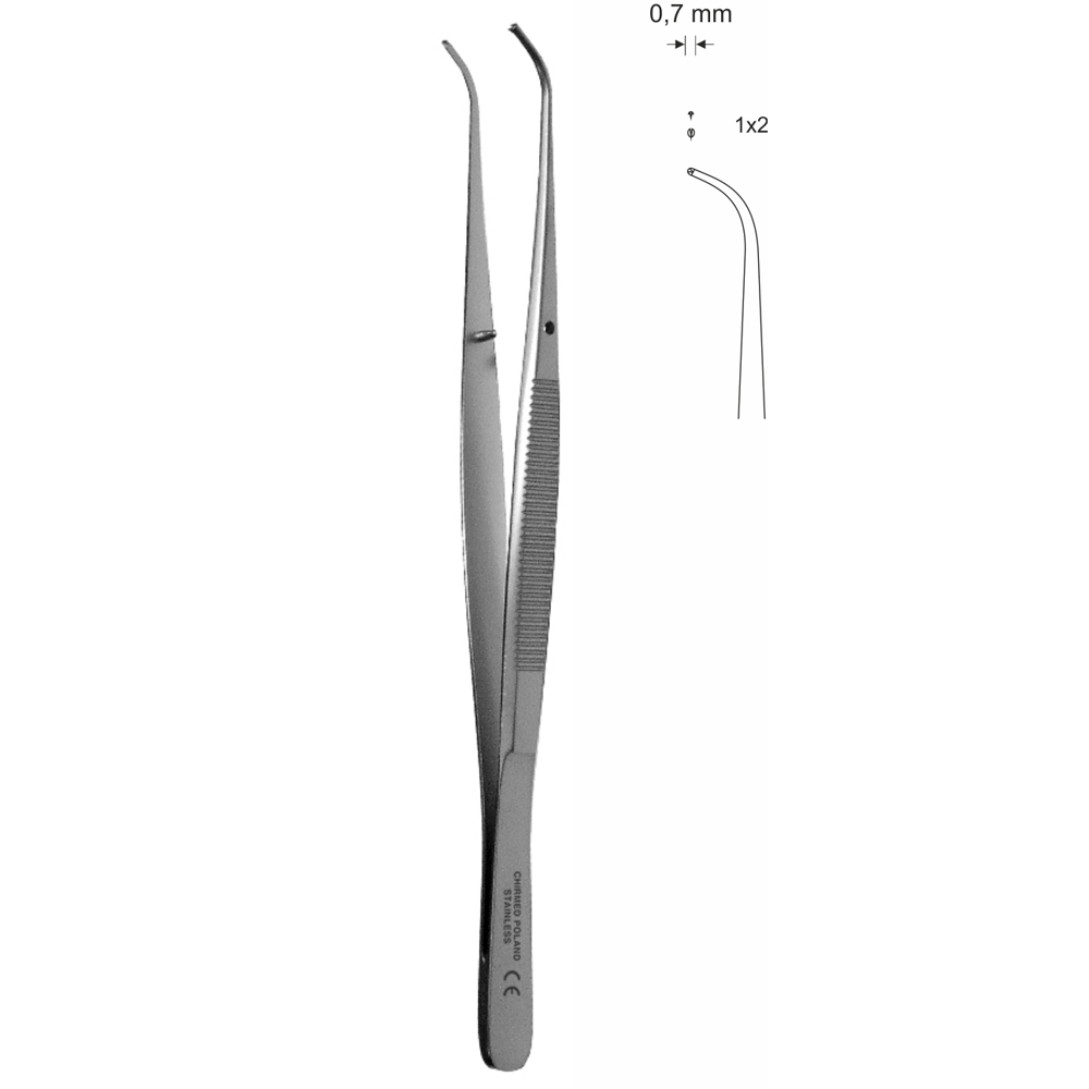 Pinceta okulistyczna, chirurgiczna, dł. 130 mm, czubek 0,7 mm
