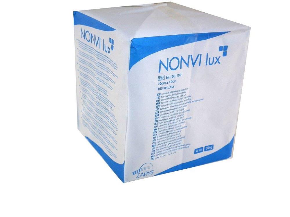 Kompres włókninowy NONVI lux niejałowy, 30 g/m², 4 warstwowy, 10 x 10 cm x 100 szt.