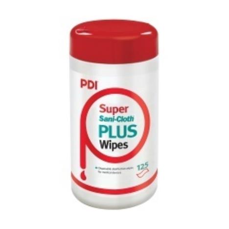 PDI Super Sani Cloth Plus Chusteczki do dezynfekcji powierzchni i sprzętu, alkoholowe, tuba 125 szt 