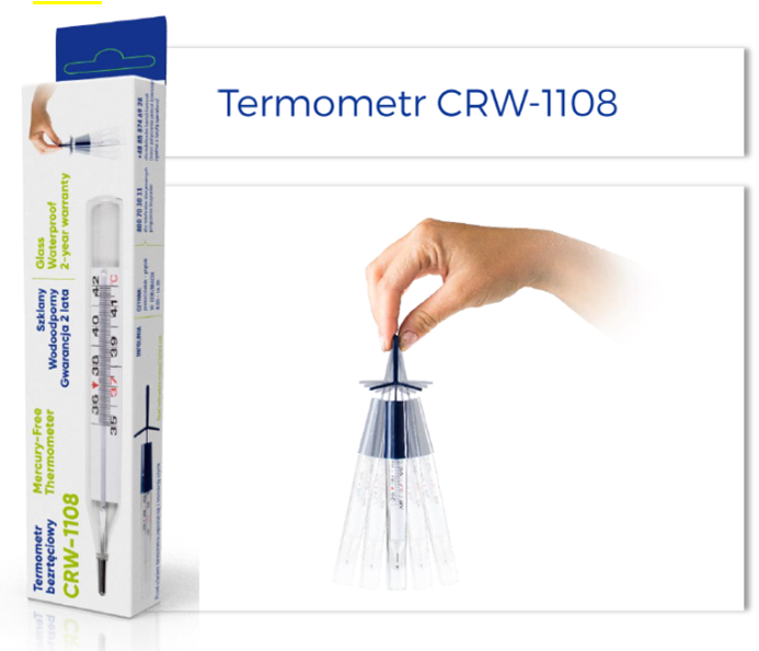 Termometr szklany bezrtęciowy, wodoodporny CRW-1108, op. 1 szt 