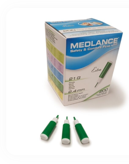 MEDLANCE nakłuwacze jednorazowe 21G (0,8mm) X 2,4 mm, 200 szt.
