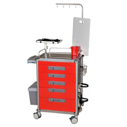 Wózek anestezjologiczny JDEQJ  (5 szufladowy) - blat główny ze stali nierdzewnej