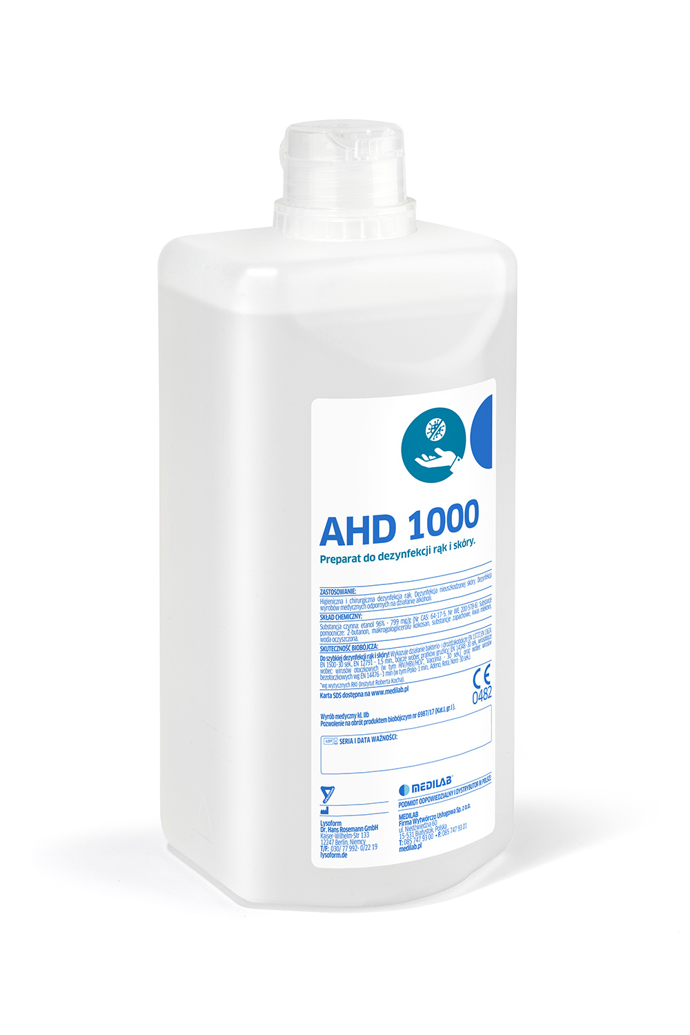 AHD 1000 - alkoholowy płyn do higienicznej i chirurgicznej dezynfekcji rąk i skóry, 5L