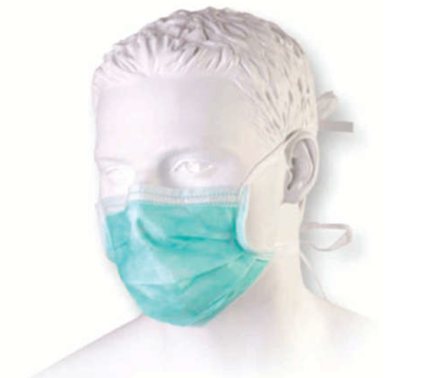 Maska medyczna trzywarstwowa z trokami, zielona, op. 50 szt.