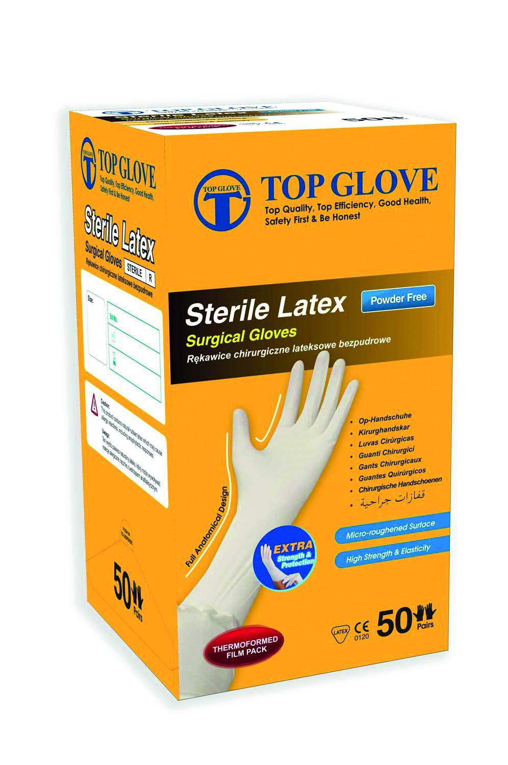 TOP GLOVE Rękawice chirurgiczne lateksowe PF rozm. 7, 1 para