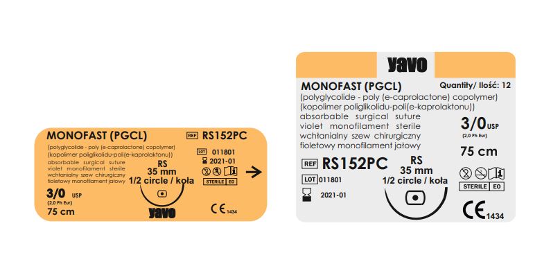 MONOFAST szew chir., wchł., RS-17 1/2 koła 4/0 USP 75 cm, op. 12 szt 