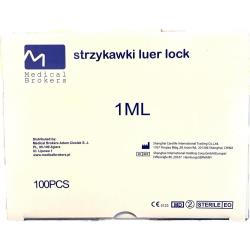 Strzykawka 3-cześciowa MedicalBroker Luer Lock 1 ml, op. 100 szt. 