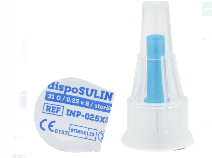 dispoSULIN_Igła insulinowa do pena_0,25mm_x_8mm_31G_sterylna_BF_A100