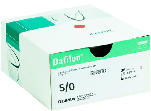 Dafilon® 3/8 koła 5/0 75CM DS16 - niebieski - niewchłanialne - 36 szt.