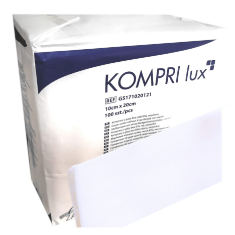 Kompresy z gazy niejałowe 10 x 20 cm KOMPRI lux 17N 8W (100szt.)