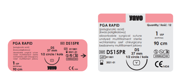Nici chirurgiczne wchłanialne PGA Rapid, USP 5-0, igła 17 mm 1/2 okrągła, op. 12 szt 