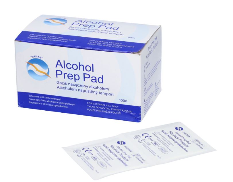 Gaziki nasączone alkoholem ALCOHOL PREP PAD 110x90 mm, 100 szt.