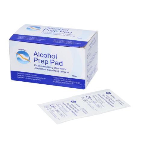 Gaziki nasączone alkoholem ALCOHOL PREP PAD 110x90 mm, 100 szt.