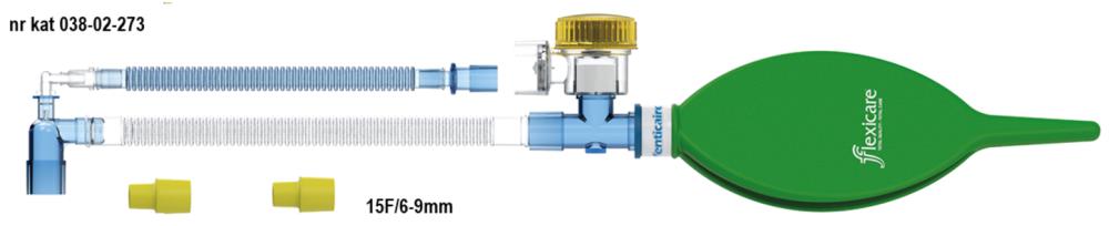 Zestaw Mapleson F z zastawką APL, długość 1,6m, zamknięty worek 0,5l, półotw.