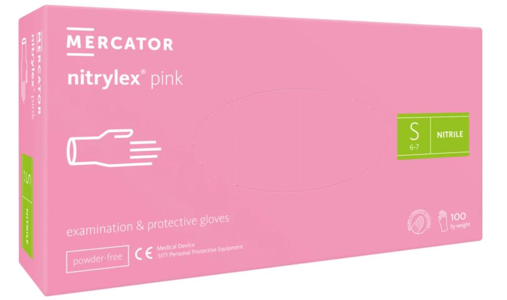 Rękawice NITRYLEX PINK, rozm. XS, op. 100 szt 