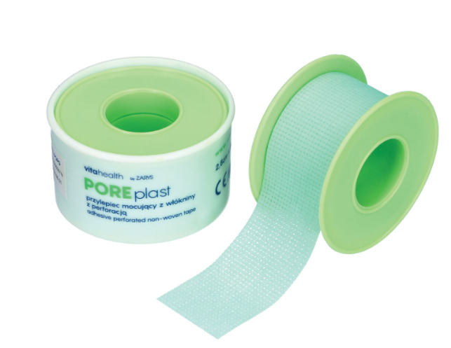 VitaHealth POREplast - Przylepiec mocujący z włókniny z perforacją, zielony, 2,5cm x 5m