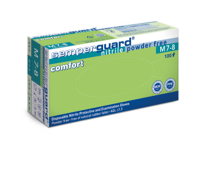 Rękawiczki Nitrylowe SEMPERGUARD NITRILE COMFORT, rozm. M, op. 100 szt