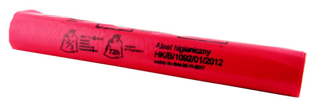 Wzmocnione worki na odpady medyczne  z nadrukiem, czerwone 120 l -10szt.