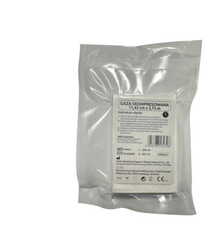 Tactical Compressed Gauze Gaza wypełniająca zrolowana, sterylna, 12cmx3,75m