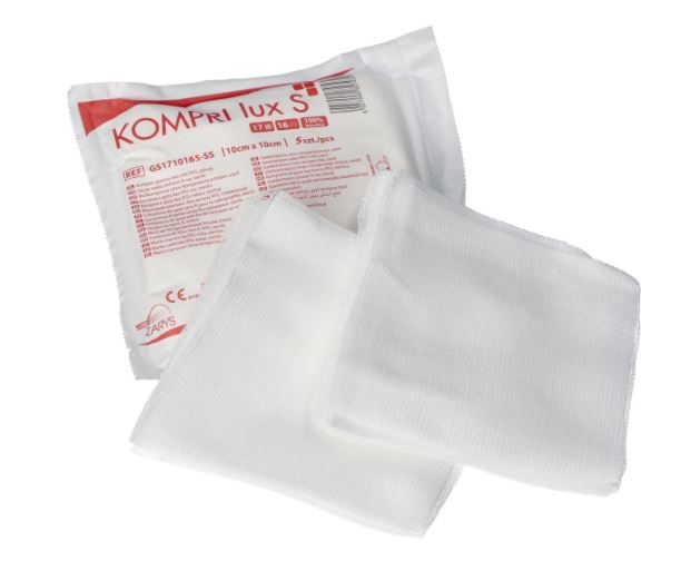 Kompresy z gazy jałowe KOMPRI lux S 10 x 10 cm (1 x 5 szt.)  
