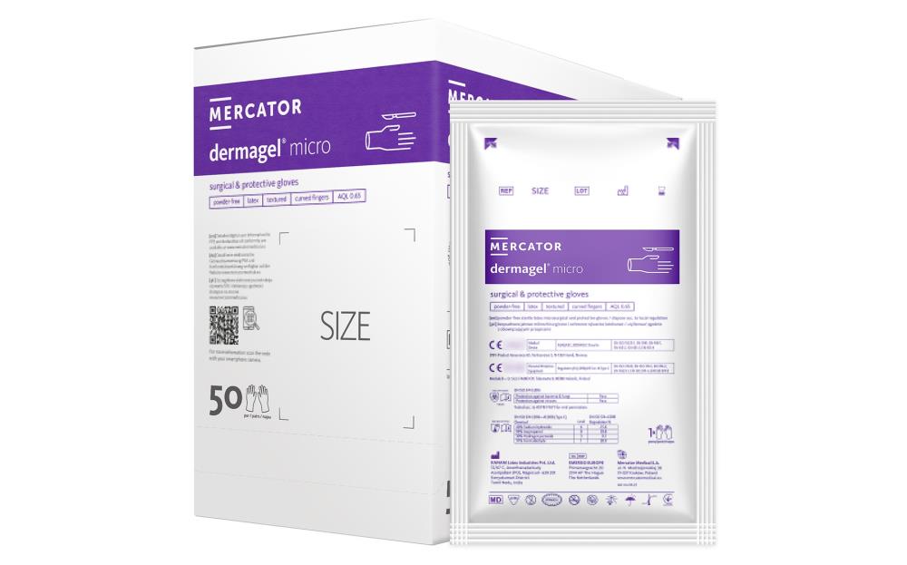 DERMAGEL MICRO Rękawice chirurgiczne PF, rozm. 8,5, 1 para