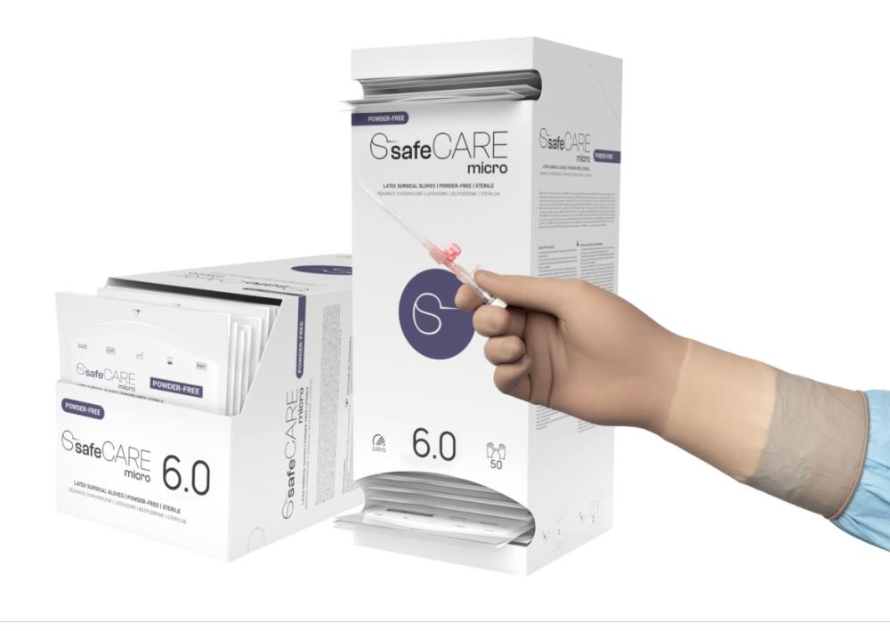safeCARE micro-rękawice chirurgiczne, lateks PF, sterylne, beż, 6.5, 1 para