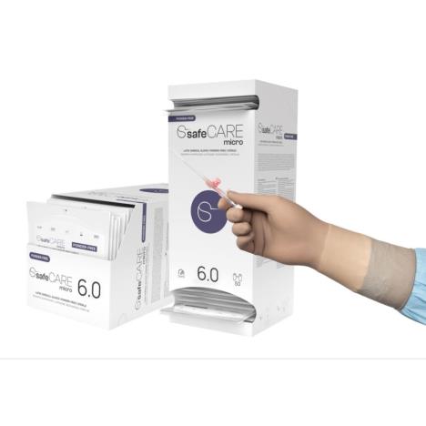 safeCARE micro-rękawice chirurgiczne, lateks PF, sterylne, beż, 6.5, 1 para