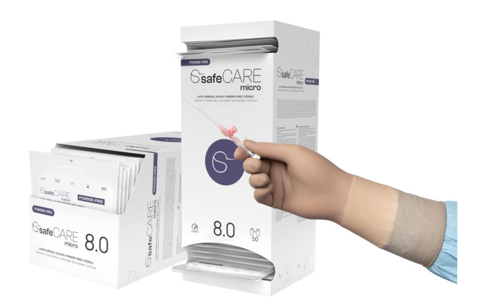 safeCARE micro-rękawice chirurgiczne, lateks PF, sterylne, beż, 6.5, 1 para