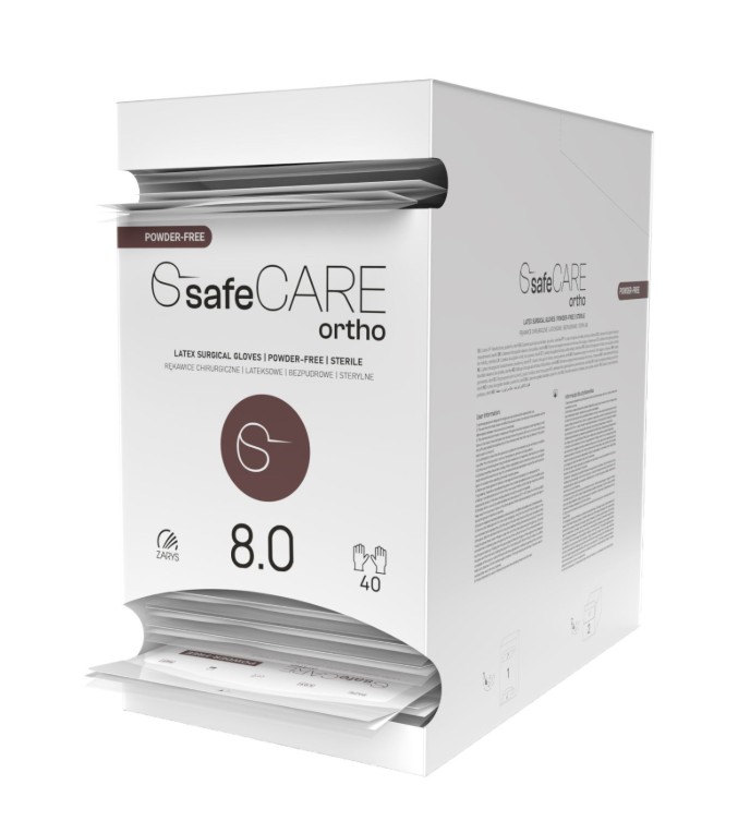 safeCARE ortho-rękawice chirurgiczne, lateks PF, sterylne, 8, 1 para