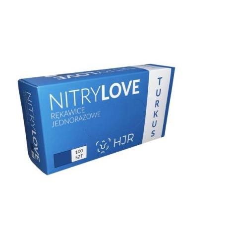 Rękawice nitrylowe bezpudrowe HJR turkus 100szt., roz. S