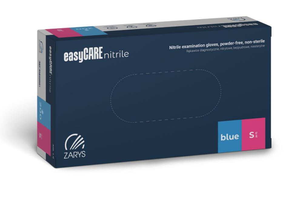 Rękawice nitrylowe easyCARE niebieski PF  - S (200 szt.)