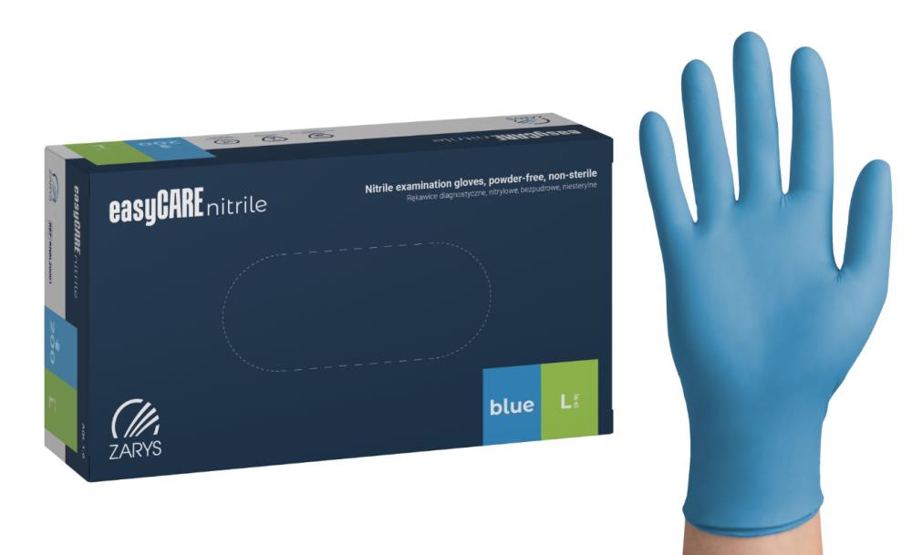 Rękawice nitrylowe easyCARE niebieski PF  - L (200 szt.)